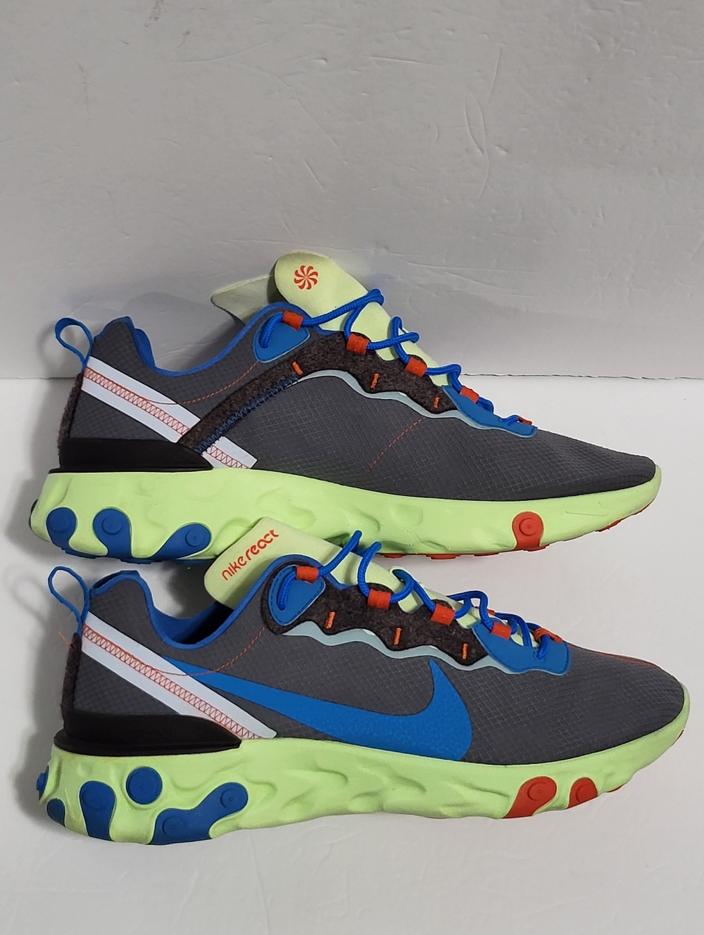 Nike Rect Element 55 SE Grey & Blue React Running Shoes Mens 13